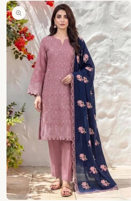Elegant Dhanak 3 pc embroidered suit